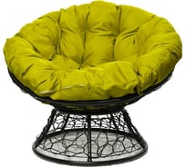 Кресло M-GROUP ПАПАСАН с ротангом чёрное, жёлтая подушка 12020411