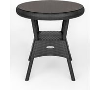 Круглый стол со стеклом ELLASTIK-PLAST RATTAN Ola Dom антрацит ЭП 442424