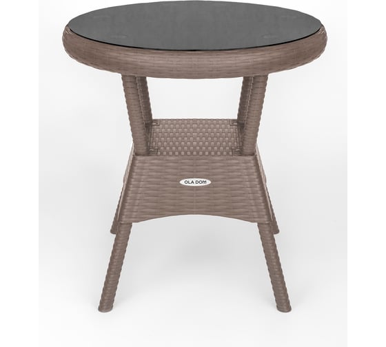 Круглый стол со стеклом ELLASTIK-PLAST RATTAN Ola Dom серый ЭП 442400 1