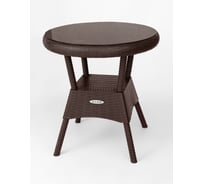 Круглый стол со стеклом ELLASTIK-PLAST RATTAN Ola Dom коричневый ЭП 442417