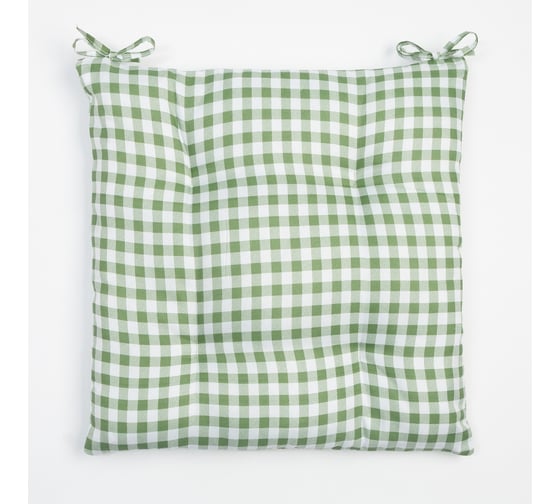 Сидушка на стул Этель Клетка, 40x40 см, зеленый, 100% полиэстер 7810955 1