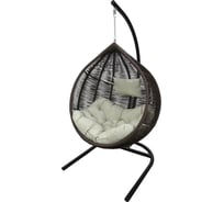 Подвесное кресло Garden story Флорес стойка+основание черное, корзина коричневая, подушка estera-хамелеон 3 упаковки В D2710
