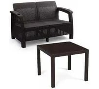 Комплект садовой мебели WORKY фазенда-2 большой стол (2-х местный диван + стол), искусственный ротанг, мокко, без подушек ARD258169