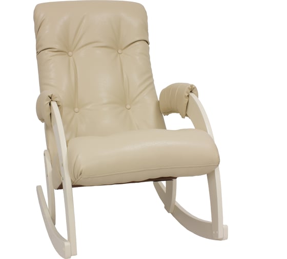 Кресло-качалка Комфорт Модель 67, дуб шампань, кожзам Polaris Beige 29023