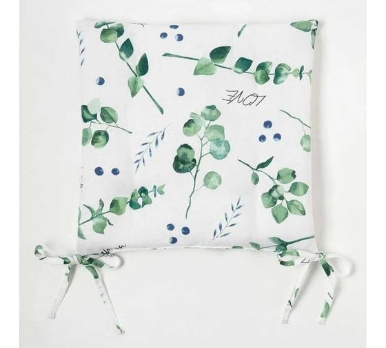 Сидушка на стул Доляна Eucalyptus 42x42x7 см, 100% хлопок, 164 г/м2 4682758