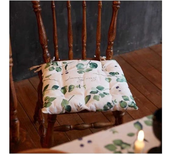 Сидушка на стул Доляна Eucalyptus 42x42x7 см, 100% хлопок, 164 г/м2 4682758