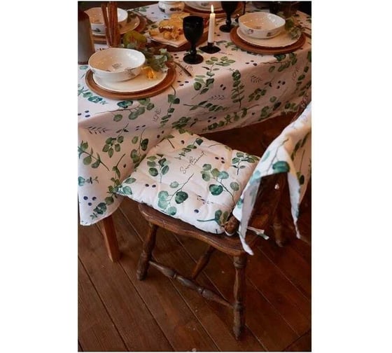 Сидушка на стул Доляна Eucalyptus 42x42x7 см, 100% хлопок, 164 г/м2 4682758