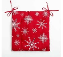 Сидушка на стул Доляна "Белые снежинки" 42x42x7 см, 100% хлопок, 164 г/м2 5135294