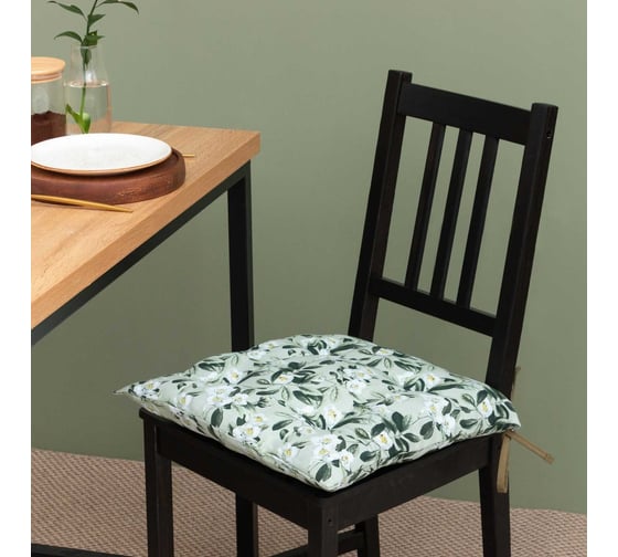 Сидушка на стул Доляна Apple flowers 42x42 см, 100% хлопок, рогожка 164 г/м2 9322514