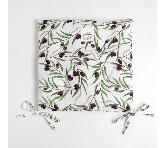 Сидушка на стул Доляна Olives 42x42 см, 100% хлопок, рогожка 164 г/м2 9215880