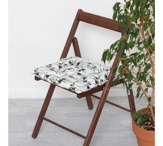 Сидушка на стул Доляна Olives 42x42 см, 100% хлопок, рогожка 164 г/м2 9215880