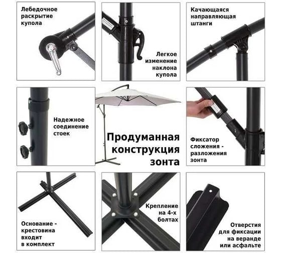 Зонт садовый Green Glade серый 6002
