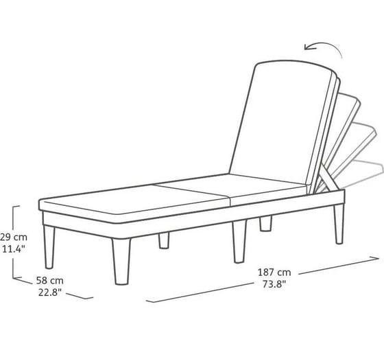 Шезлонг KETER Jaipur Sun lounger (with cushion) капучино 255884