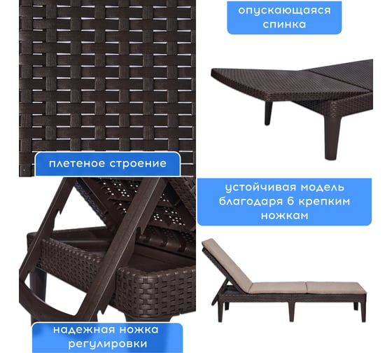 Шезлонг KETER Jaipur Sun lounger (with cushion) коричневый 255891