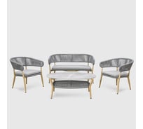 Комплект мебели для сада САМОС: диван, 2 кресла, стол, роуп серый/алюминий имитация дерева ООО "Фотон" Konway E1169