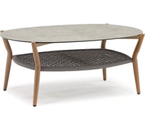 Кофейный стол садовый САМОС столешница камень, каркас алюминий имитация дерева ООО "Фотон" Konway E1169coffetable