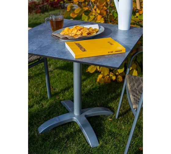 Стол Konway Solid Top Easy 80x80, beton/silver KN-3059/KN-Solid.8080.241