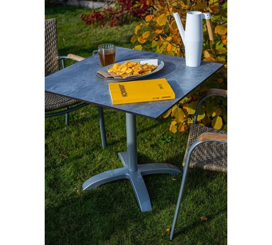 Стол Konway Solid Top Easy 80x80, beton/silver KN-3059/KN-Solid.8080.241