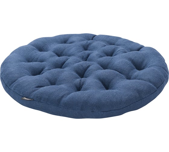 Подушка на стул Tkano Essential круглая, из стираного льна, синего цвета, 40x40x4 см TK22-CP0005