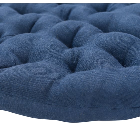 Подушка на стул Tkano Essential круглая, из стираного льна, синего цвета, 40x40x4 см TK22-CP0005