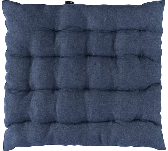 Подушка на стул Tkano Essential из стираного льна, синего цвета, 40x40x4 см TK22-CP0001