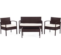 Лаундж сет (диван+2кресла+столик+подушки) Tetchair (mod. 210000) пластиковый ротанг, 106x60x71см/59x60x71см/75x41x38см, коричневый, ткань: DB-02 бежевый 11941