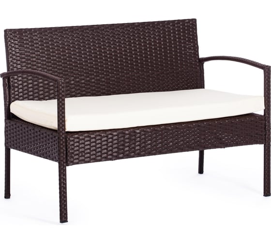 Лаундж сет (диван+2кресла+столик+подушки) Tetchair (mod. 210000) пластиковый ротанг, 106x60x71см/59x60x71см/75x41x38см, коричневый, ткань: DB-02 бежевый 11941