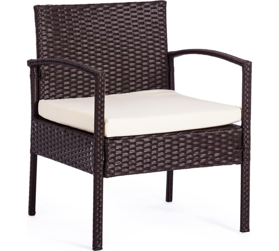 Лаундж сет (диван+2кресла+столик+подушки) Tetchair (mod. 210000) пластиковый ротанг, 106x60x71см/59x60x71см/75x41x38см, коричневый, ткань: DB-02 бежевый 11941