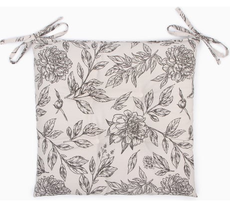Сидушка на стул Этель Black flowers 42x42см, 100% хлопок, 190 г/м2 10283373