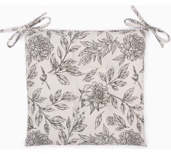 Сидушка на стул Этель Black flowers 42x42см, 100% хлопок, 190 г/м2 10283373