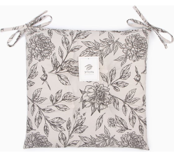 Сидушка на стул Этель Black flowers 42x42см, 100% хлопок, 190 г/м2 10283373