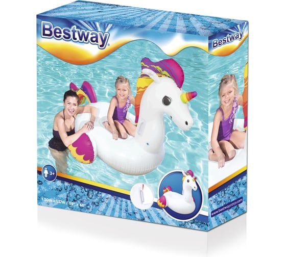Надувной плотик Bestway Единорог, 150x117 см, от 3 лет 41114 BW 006109