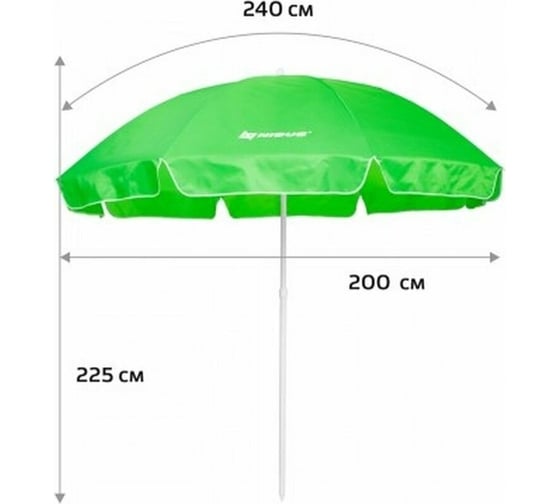 Зонт пляжный Nisus N-240 d 2.4м, прямой, зеленый, 28/32/210D 00000243523