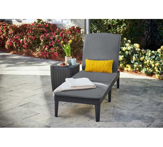 Шезлонг KETER Jaipur Sun lounger, with cushion графит 238416