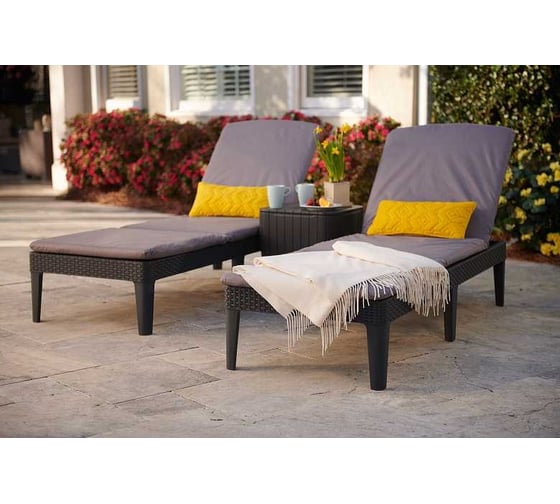 Шезлонг KETER Jaipur Sun lounger, with cushion графит 238416