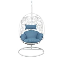 Кресло подвесное Aks Home BALI, белый/синий, размер кокона/стойки 118х94х67, d105х196 см 75209