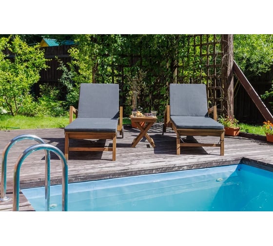Комплект из 2-х шезлонгов Royal Family PAOLO из акации и столика LUCIO 470-51-2-468-51