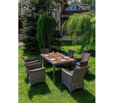 Обеденный комплект ROYAL FAMILY AMELIA серого цвета, на 6 персон 761-763-71-71