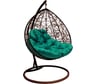 Подвесное кресло для двоих M-Group с ротангом, коричневое, зеленая подушка 7930095241701