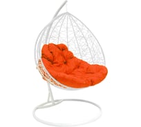 Подвесное кресло для двоих M-Group с ротангом, белое, оранжевая подушка 7930095241824