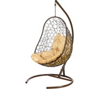 Подвесное кресло BiGarden коричневое, бежевая подушка EasyBrownB