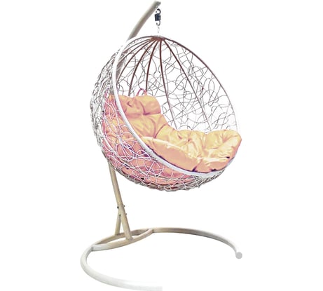 Подвесное кресло M-Group Круг ротанг, белое, бежевая подушка 7930095240735