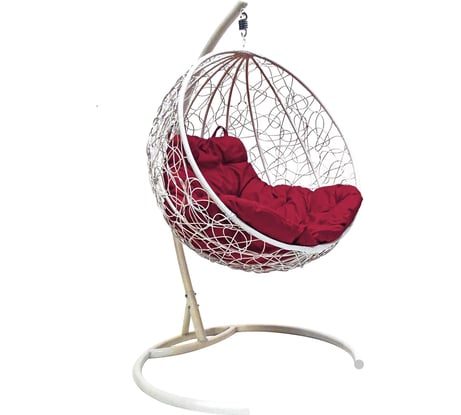 Подвесное кресло M-Group Круг ротанг, белое, бордовая подушка 7930095240742