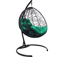 Подвесное кресло M-Group Круг ротанг, черное, зеленая подушка 7930095240650