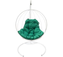 Подвесное кресло M-Group Круг без ротанга, белое, зеленая подушка 7930095241008