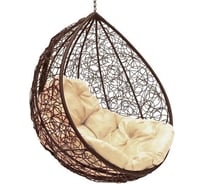 Подвесное кресло M-Group Круг коричневое, без стойки, бежевая подушка 7930095244535