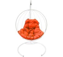 Подвесное кресло M-Group Капля, без ротанга, белое, оранжевая подушка, 7930095240421