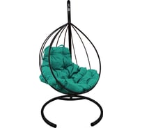 Подвесное кресло M-Group Капля, без ротанга, черное, зеленая подушка, 7930095240377