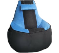 Игровое кресло-мешок Mypuff Геймер, Черно-голубое, мебельная ткань G_471_538