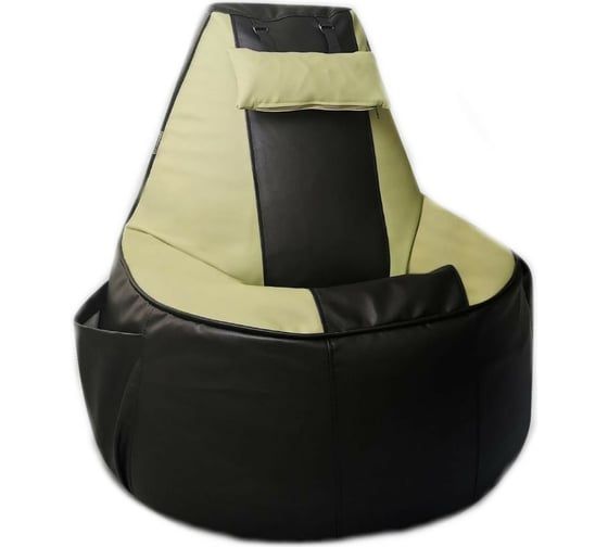 Игровое кресло-мешок Mypuff Геймер, Черно-салатовое, экокожа G_057_060